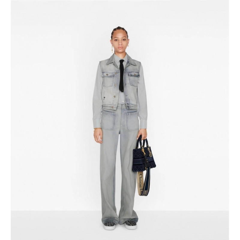 Replica Dior Medium Lady D-Lite Bag Embroidered Velvet M0565O