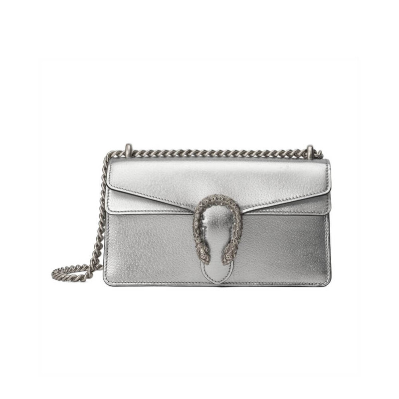 Replica Gucci Dionysus Small Shoulder Bag In Silver Lame Leather 499623