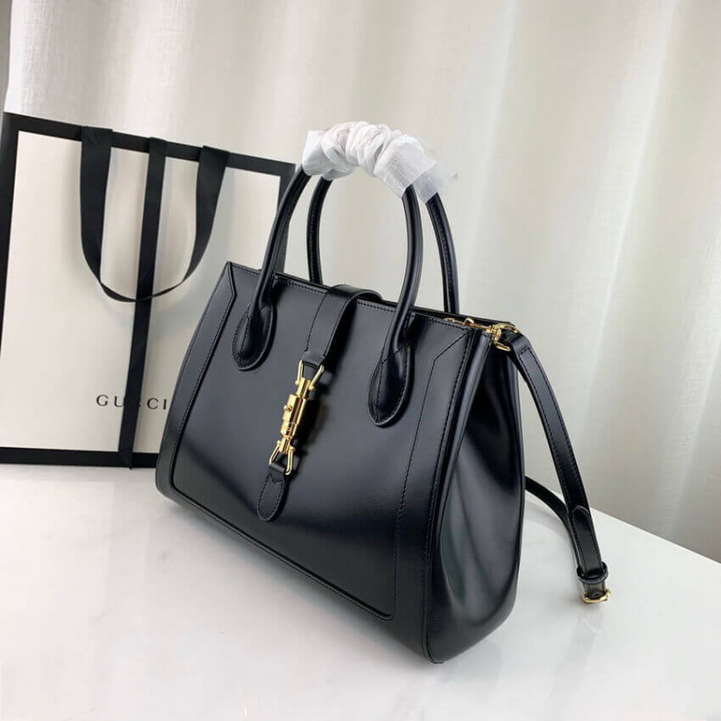 Replica Gucci Jackie 1961 Medium Tote Bag In Black Leather 649016