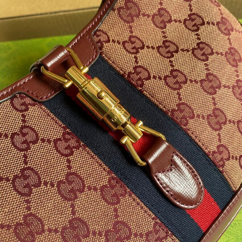Replica Gucci Jackie 1961 Small Shoulder Bag 636706 In Burgundy Gg Canvas