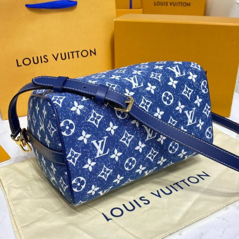 Replica Louis Vuitton Monogram Jacquard Denim Speedy Bandouliere 25 M59609