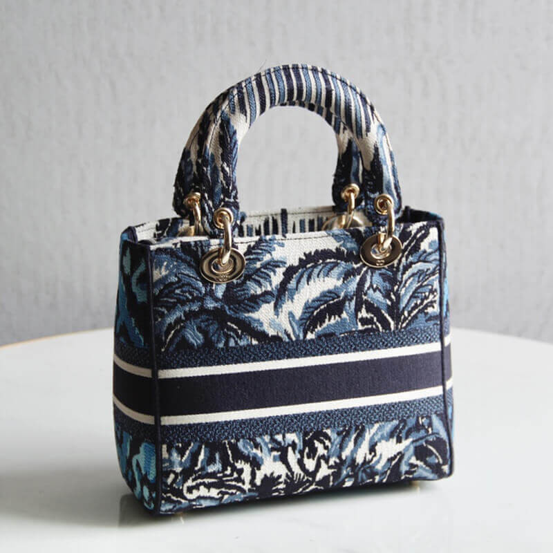 Replica Dior Medium Blue Alms Embroidery Lady D-Lite Bag M0565
