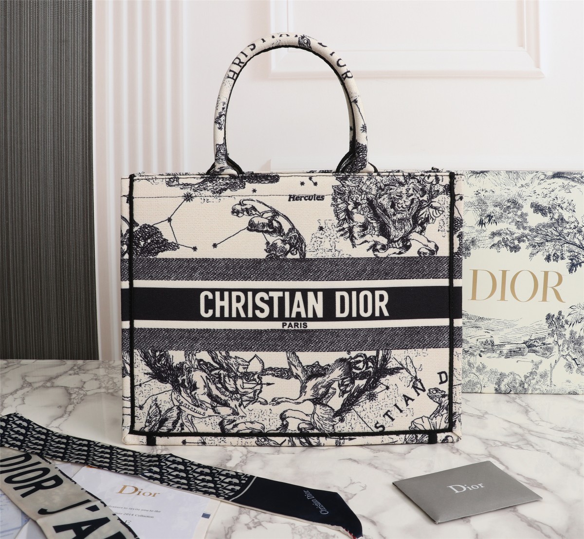 Replica Dior Latte Multicolor Medium/Large Book Tote