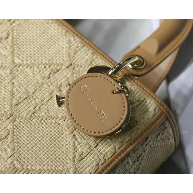Replica Christian Dior Medium Lady Dior Bag Natural Cannage Raffia M0565