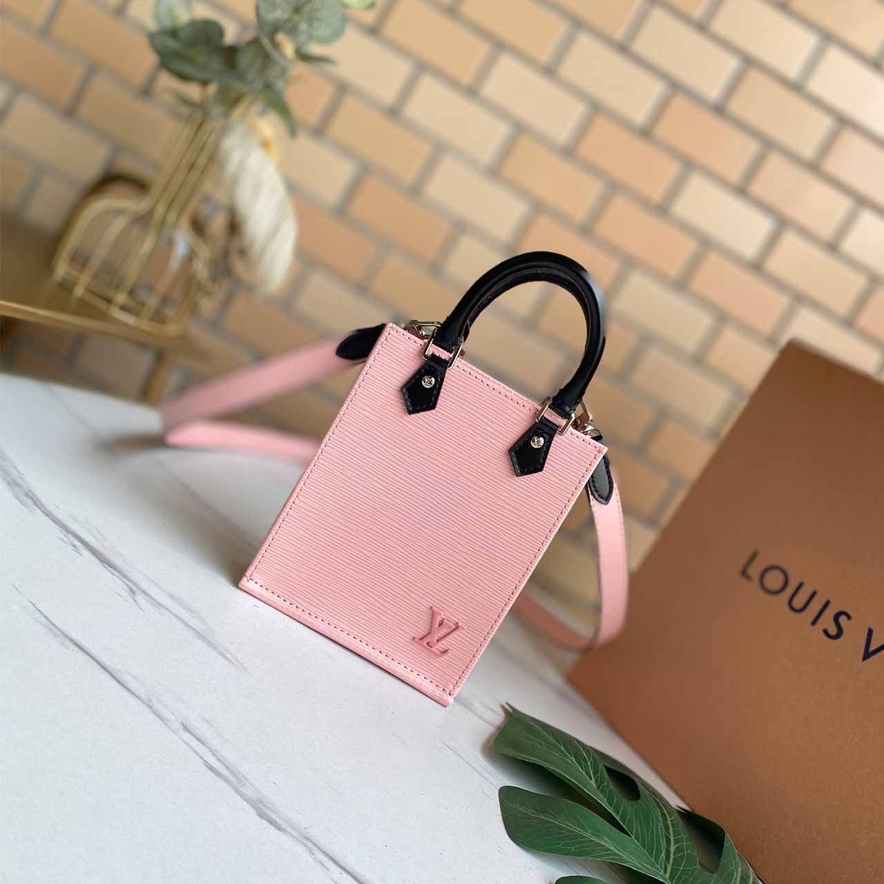 Replica Louis Vuitton Petit Sac Plat M69441 Black/White/Pink
