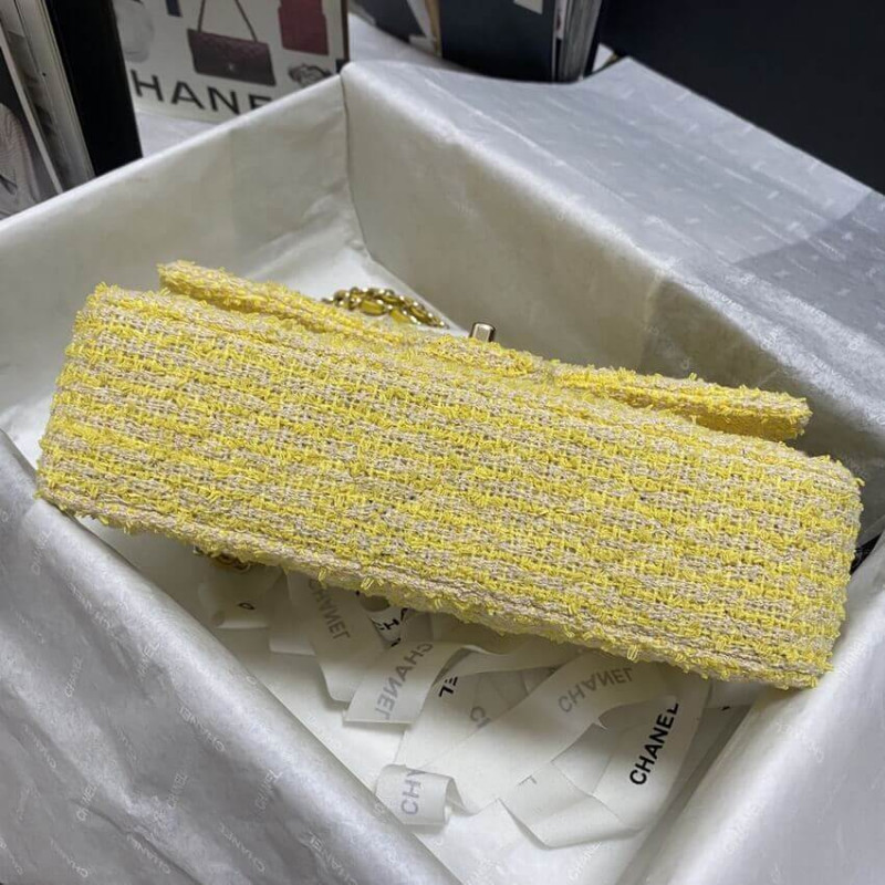 Replica Chanel Classic Flap Bag In Yellow Tweed 1112