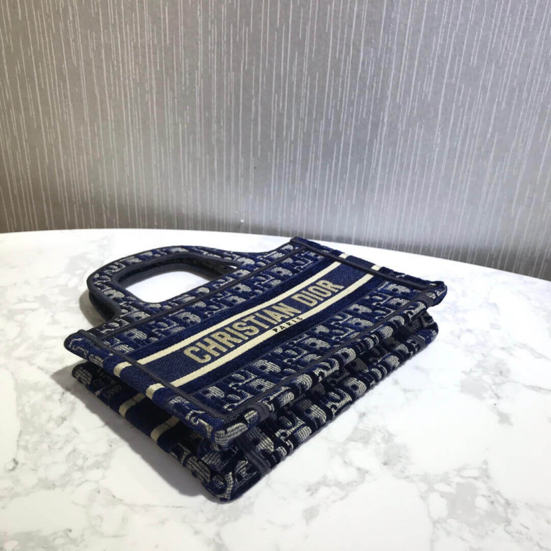 Replica Dior Oblique Embroidered Velvet Mini Book Tote S5475Z