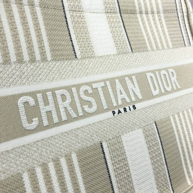 Replica Dior Small Book Tote Beige Stripes Embroidery M1296