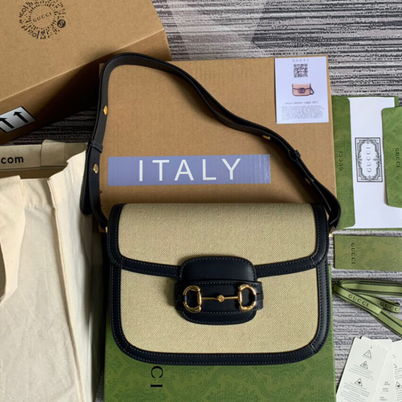 Replica Gucci Horsebit 1955 Small Bag 602204 In Beige Canvas