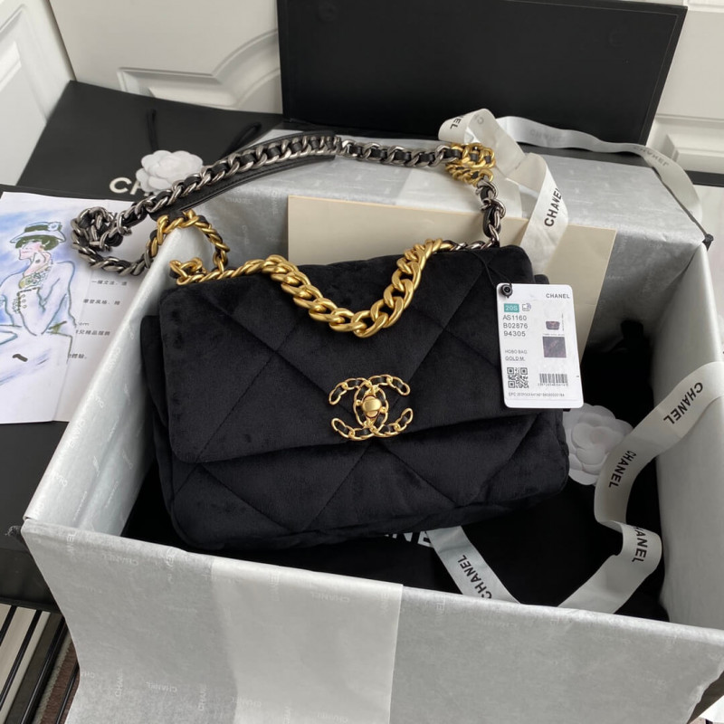 Replica Chanel 19 Small Velvet Flap Bag As1160