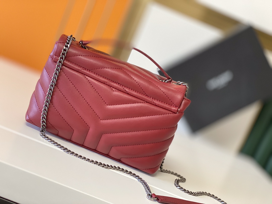 Replica Ysl Loulou Small Bag In Matelasse  Y  Leather- Black/Beige/Red