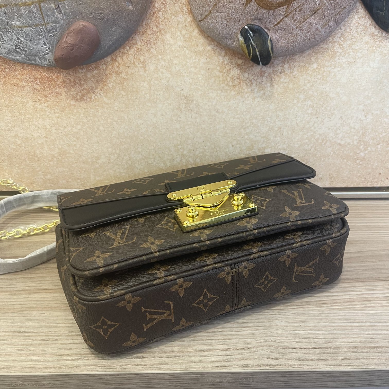 Replica Louis Vuitton Marceau Chain Handbag- Black/Brown