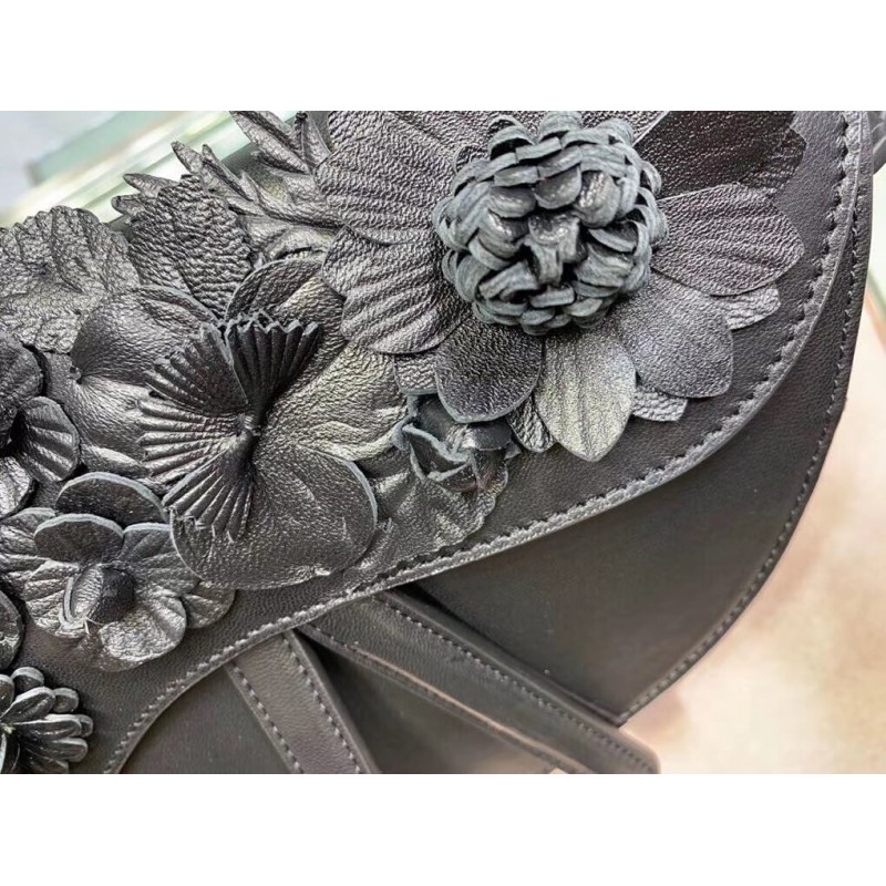 Replica Christian Dior Embroidered Flowers Saddle Bag M0446