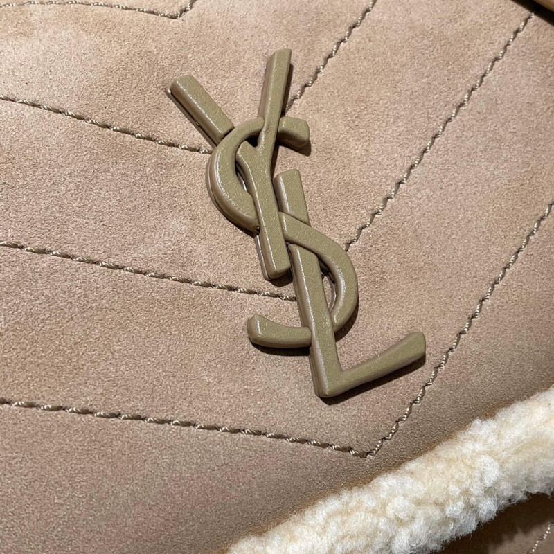 Replica Ysl Saint Laurent Niki Baby Mini Shearling-Trimmed Nubuck Shoulder Bag 533037