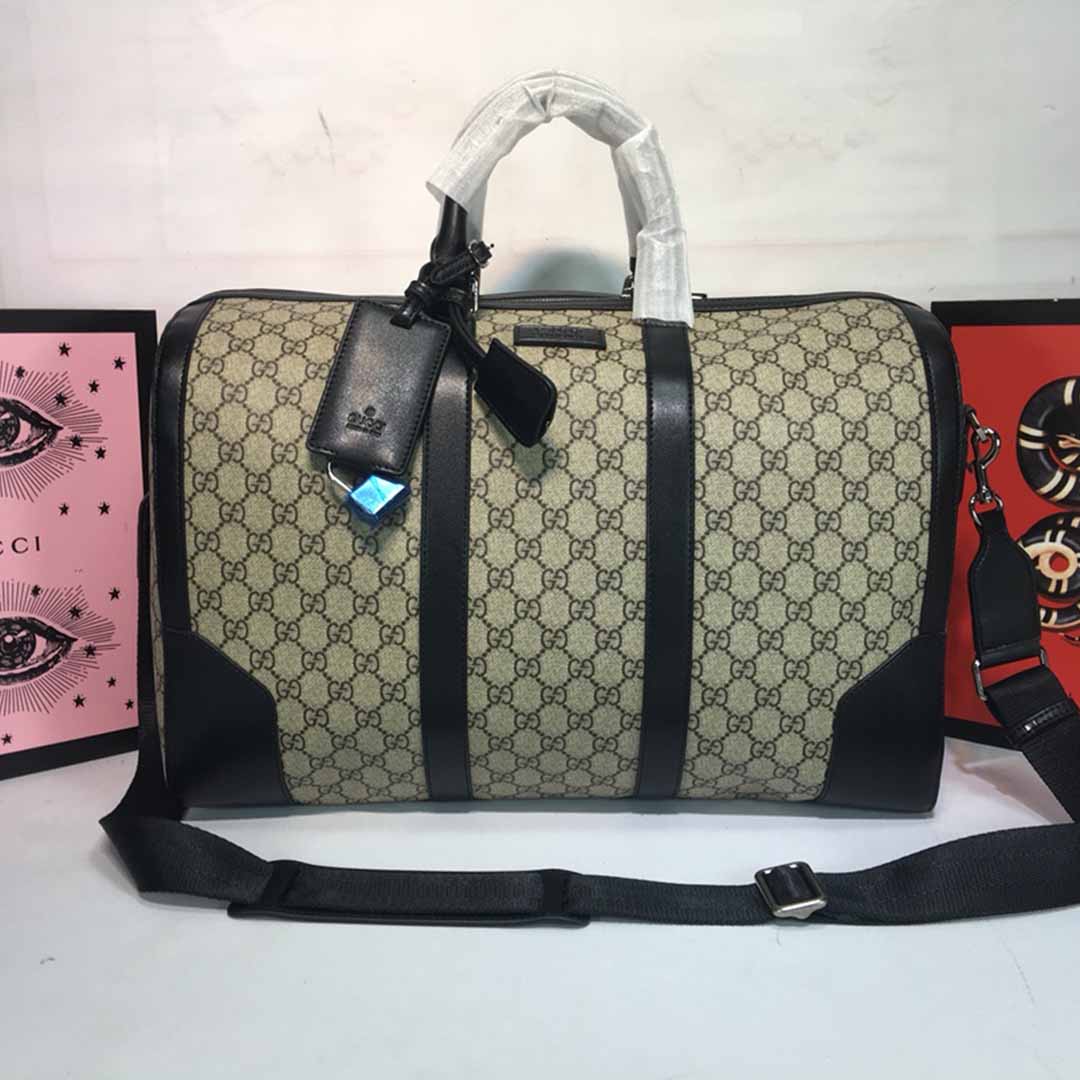 Replica Gucci Double G Black Carry-On Duffle 474131 Black/Grey
