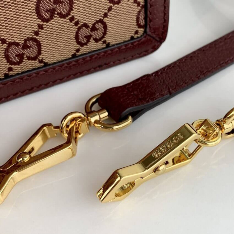 Replica Gucci Ophidia Small Top Handle Bag With Web 651055 Burgundy