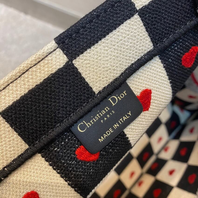 Replica Christian Dior Dioramour Book Tote D-Chess Heart Embroidery M1286
