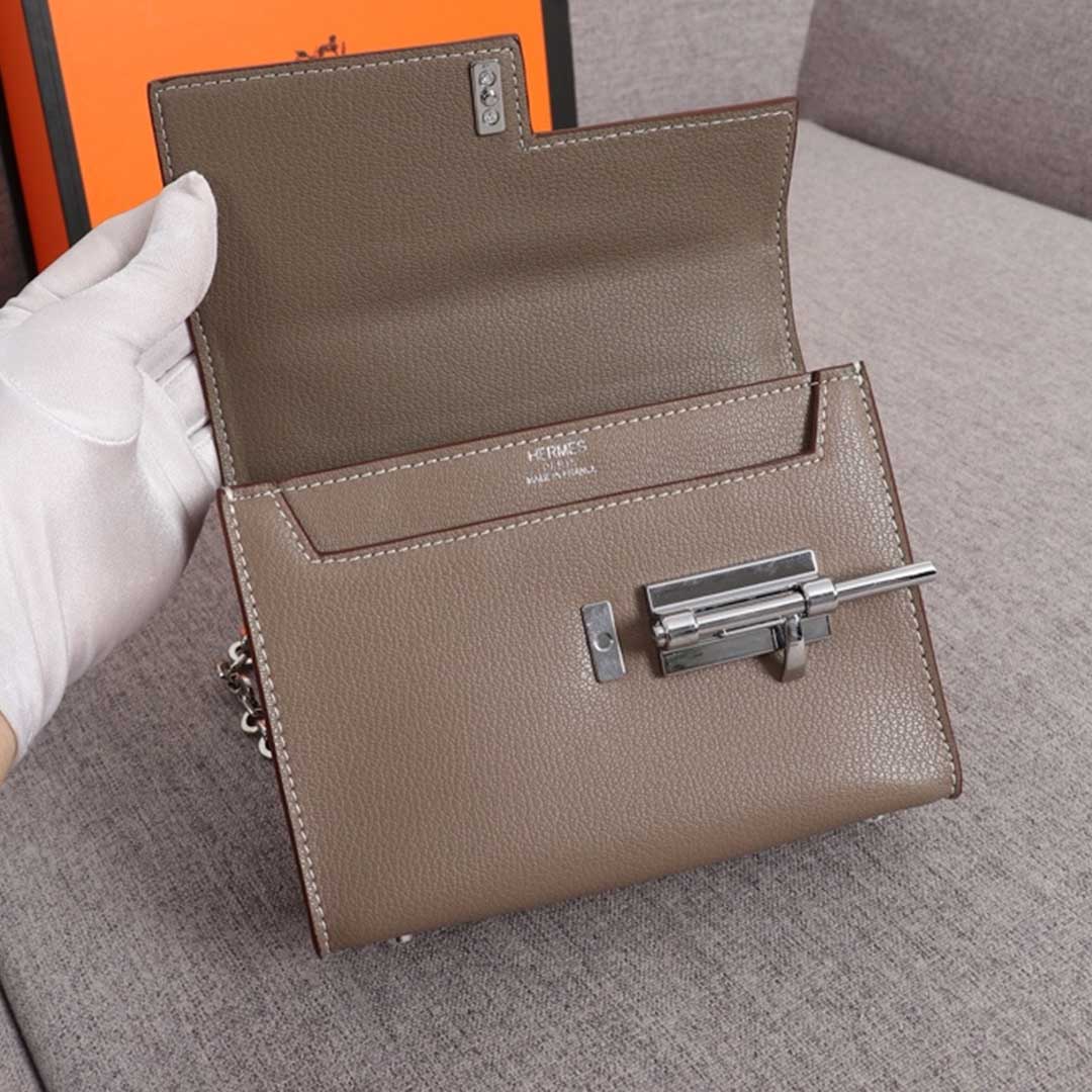 Replica Hermes Verrou Chaine Mini Bag Beige/Black/Brown