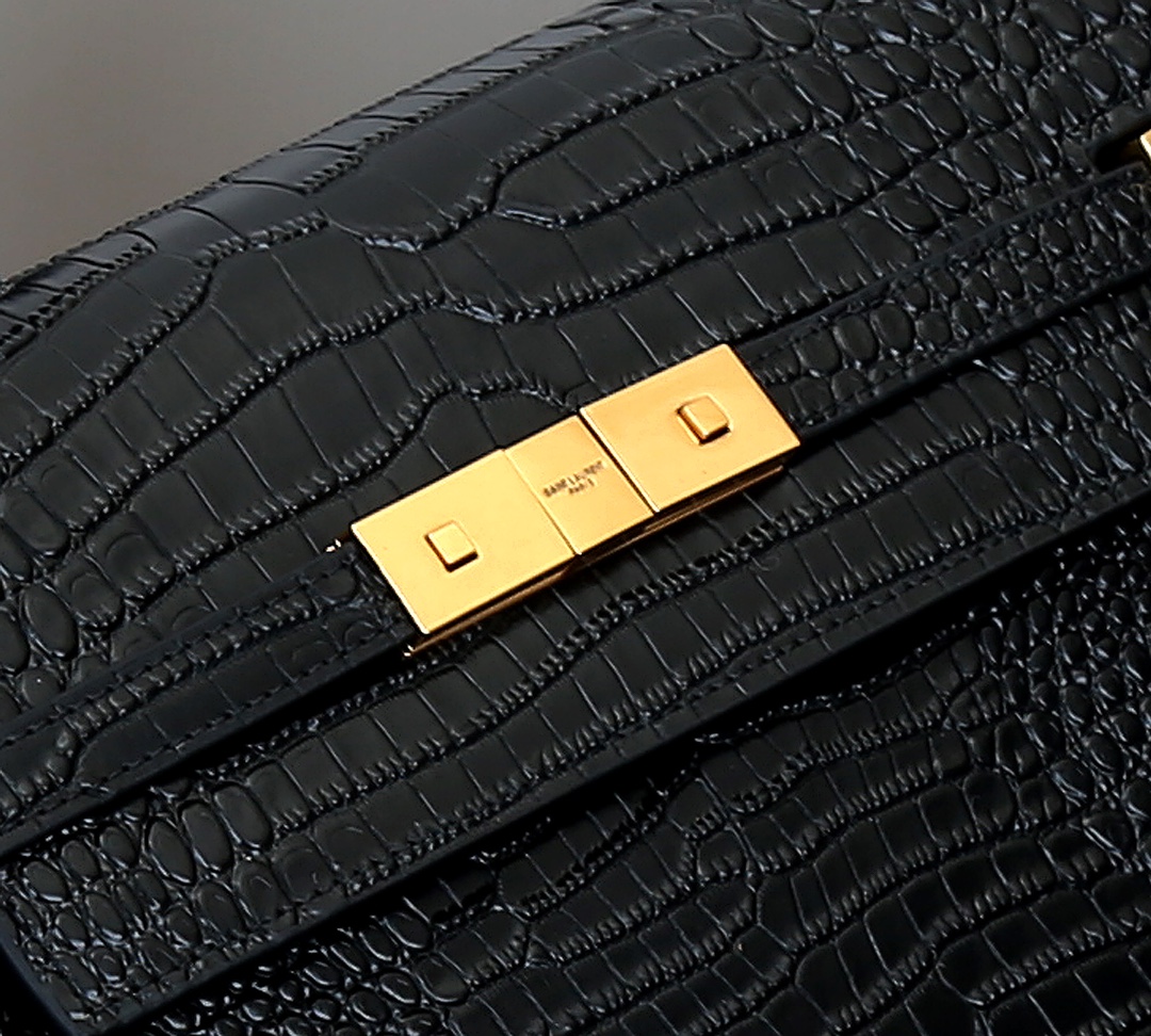 Replica Ysl Manhattan Shoulder Bag In Crocodile-Embossed Shiny Leather 2021