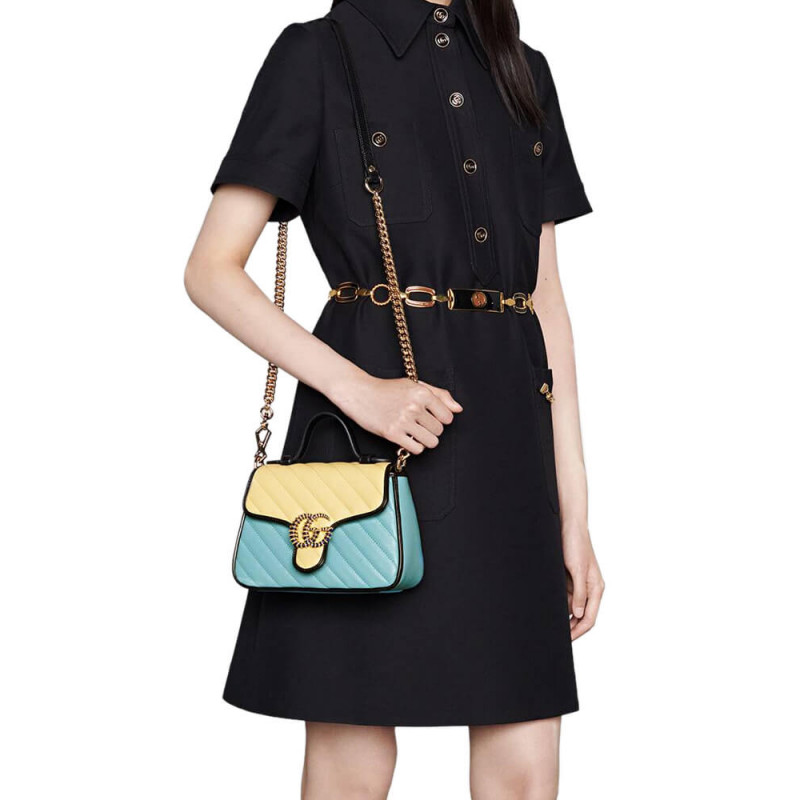 Replica Gucci Gg Marmont Mini Bag 583571 Butter And Pastel Blue Leather