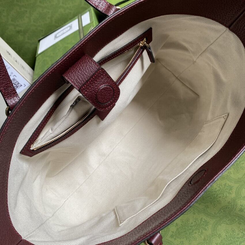 Replica Gucci Ophidia Medium Tote With Web In Burgundy Gg Canvas 631685