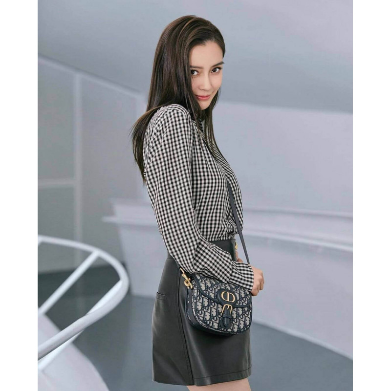 Replica Christian Dior Small Dior Bobby Bag In Blue Dior Oblique Jacquard M9317