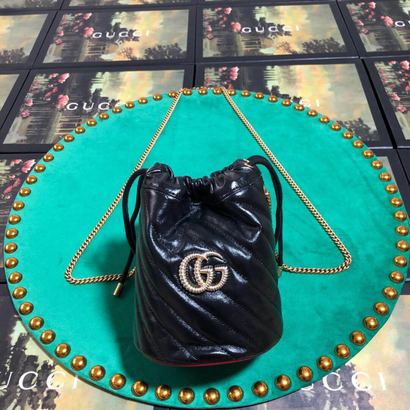 Replica Gucci Gg Marmont Mini Bucket Bag 575163 Black