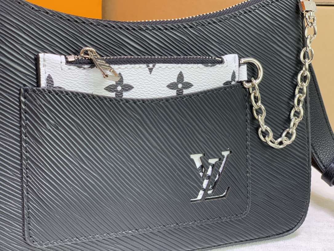 Replica Louis Vuitton Marelle Handbag Black/White/Brown