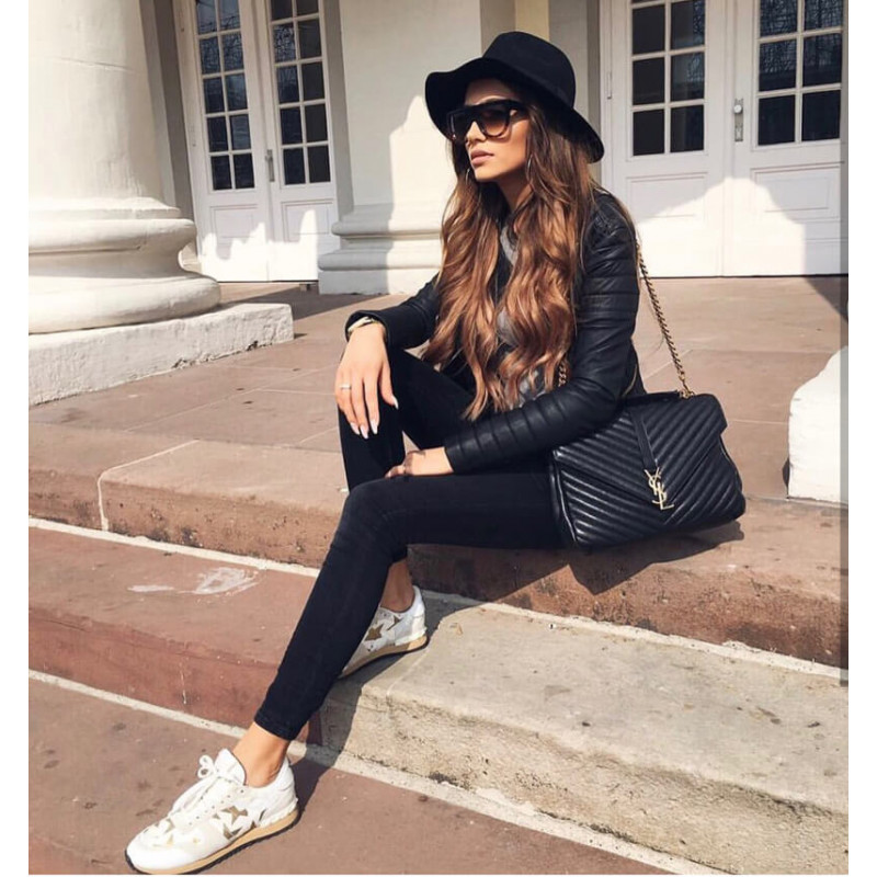 Replica Ysl Saint Laurent Sheepskin Matelasse Chevron Monogram Large College Satchel 392738 Black