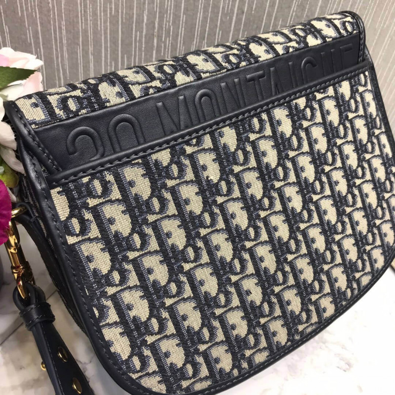 Replica Christian Dior Large Dior Bobby Bag In Blue Dior Oblique Jacquard M9320