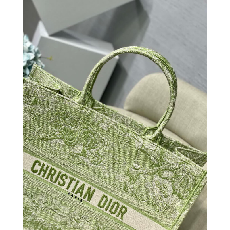 Replica Dior Book Tote Lime Toile De Jouy Reverse Embroidery M1286