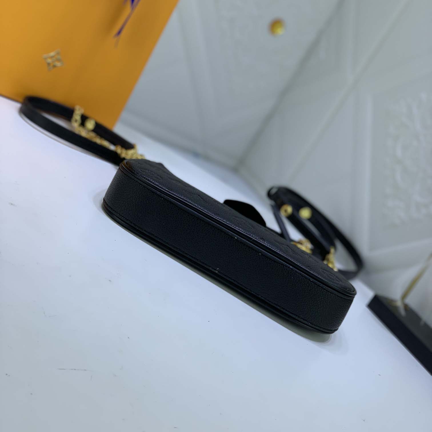 Replica Louis Vuitton Easy Pouch On Strap- Black/Beige/White