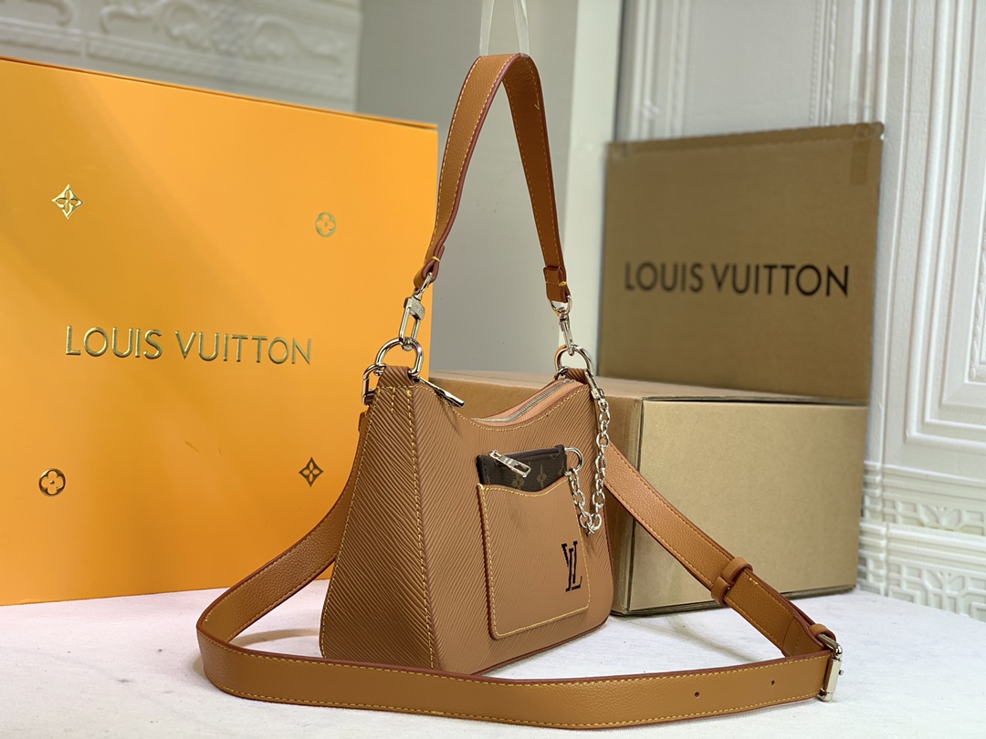 Replica Louis Vuitton Marelle Handbag Black/White/Brown