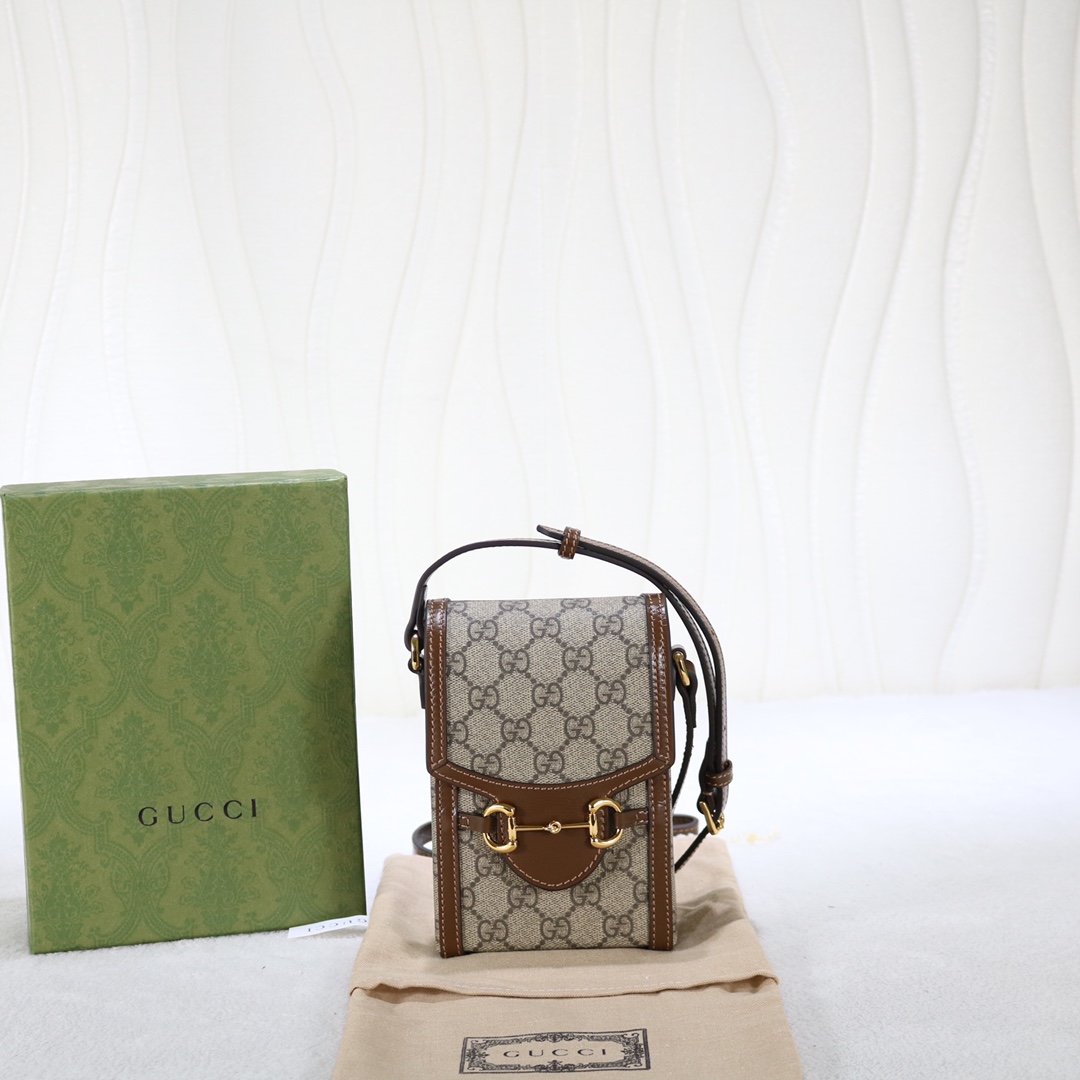 Replica Gucci Horsebit 1955 Mini Bag Monogram Canvas