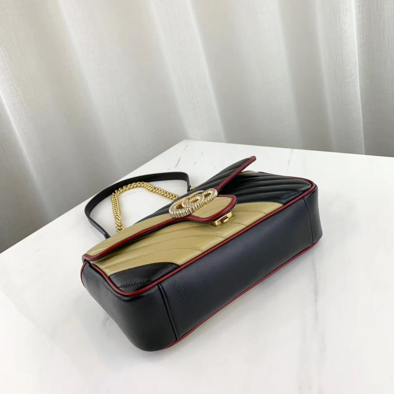 Replica Gucci Gg Marmont Small Shoulder Bag 443497 Beige/Black