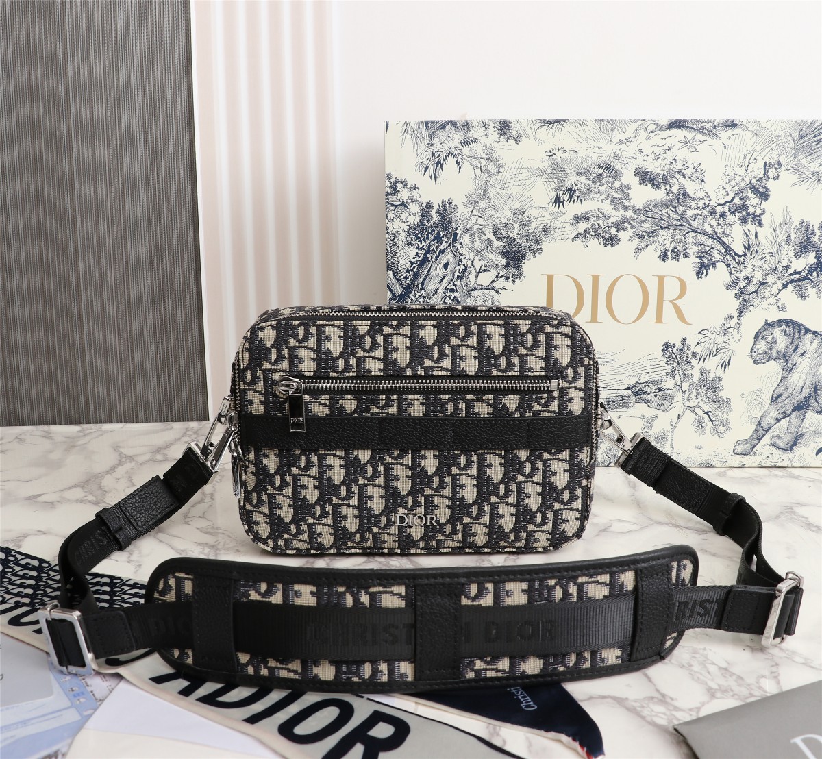 Replica Dior Safari Messenger Bag Black/Beige