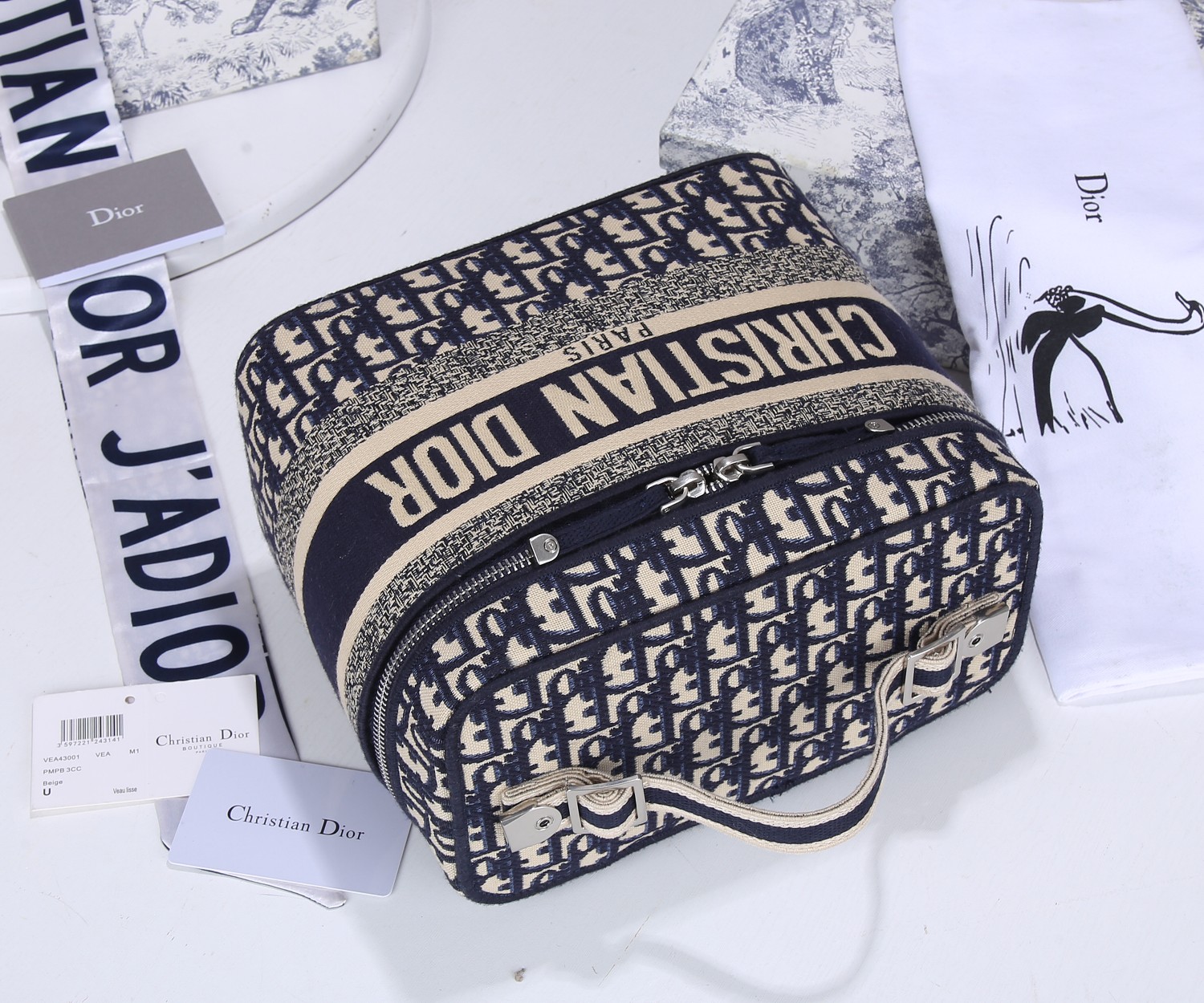 Replica Dior Travel Vanity Case Navy/Gray