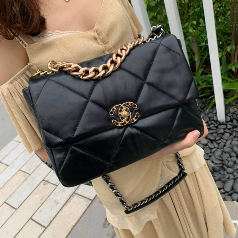 Replica Chanel 19 Large Lambskin Flap Bag As1161