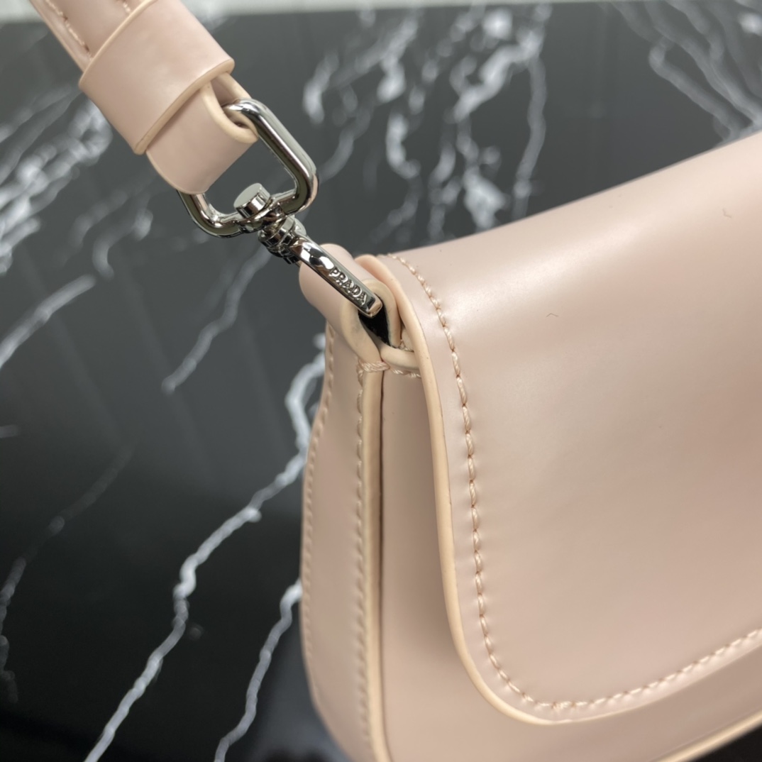 Replica Prada Cleo Brushed Leather Shoulder Bag With Flap 1Bd311 Pink/White