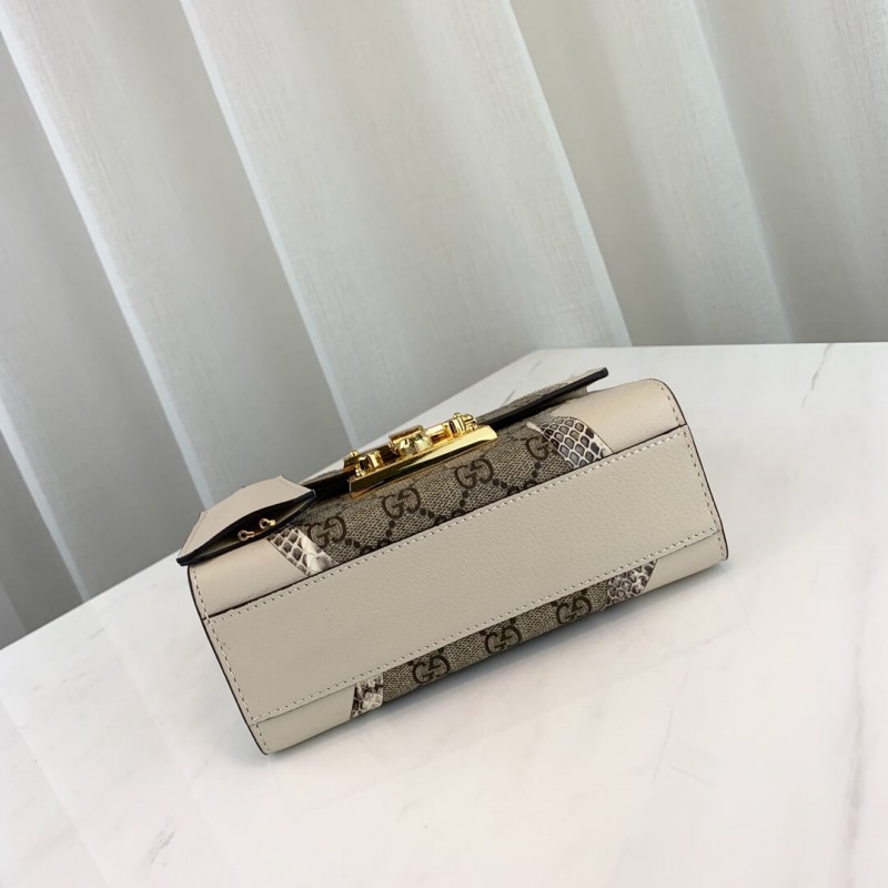 Replica Gucci Padlock Snakeskin Small Shoulder Bag 432182 White