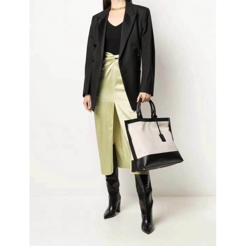 Replica Saint Laurent Shopping Tag En Cuir Et Toile 619757