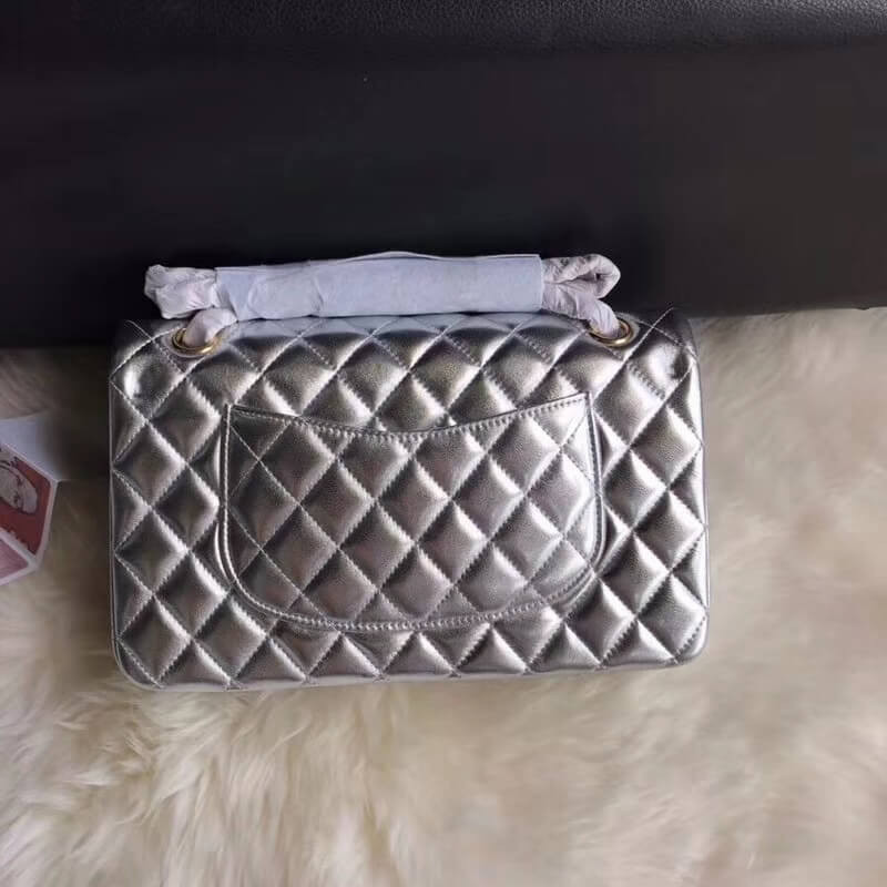 Replica Chanel 1112 Silver Medium Size 2.55 Lambskin Leather Flap Bag