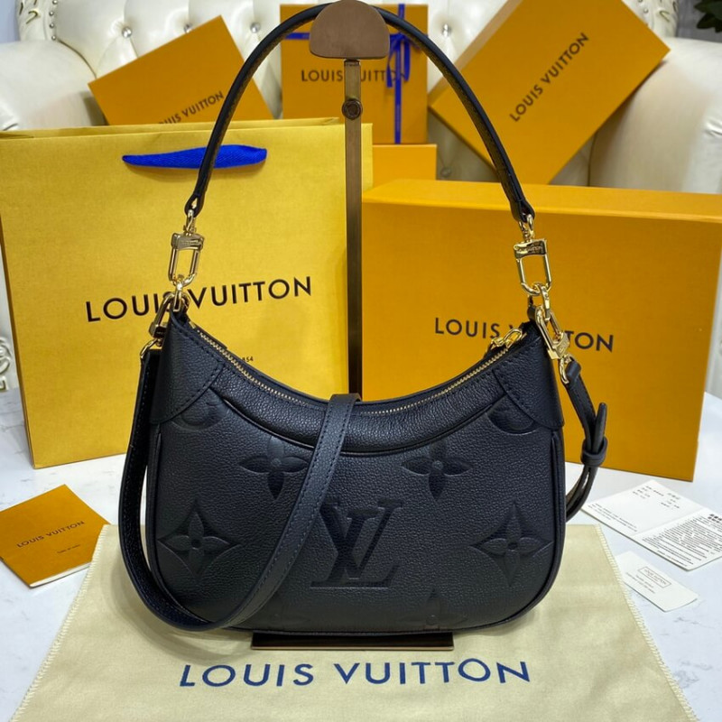 Replica Louis Vuitton Monogram Empreinte Leather Bagatelle M46002 Black