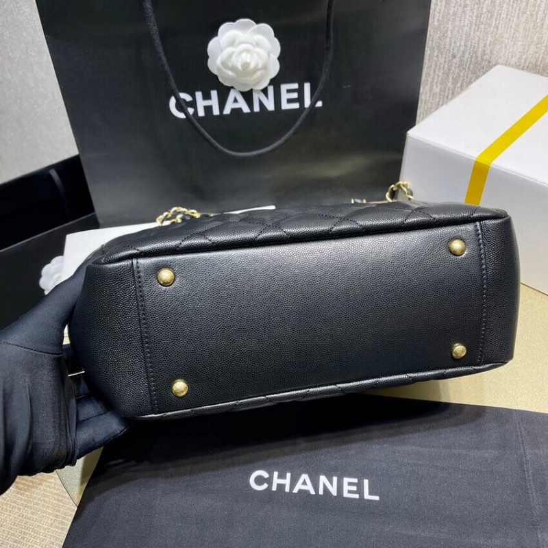 Replica Chanel Grained Calfskin Shopping Tote Bag As2030 Black