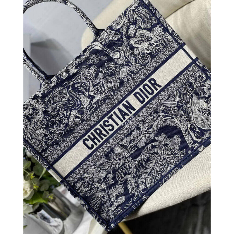 Replica Dior Book Tote Blue Toile De Jouy Reverse Embroidery M1286