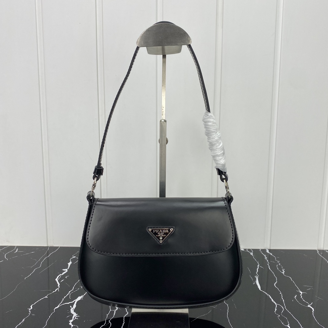 Replica Prada Cleo Brushed Leather Shoulder Bag With Flap 1Bd311 Pink/White