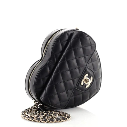 Replica Chanel Heart Zipped Arm Coin Purse 22S Purple/Black Ap2786