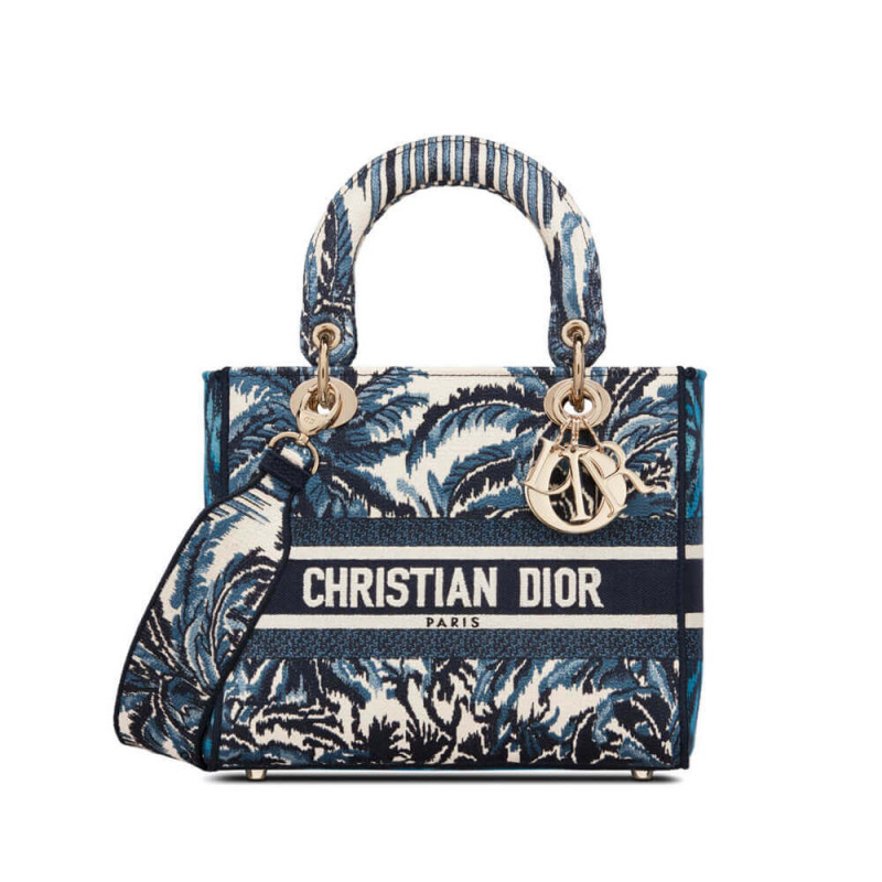Replica Dior Medium Blue Alms Embroidery Lady D-Lite Bag M0565