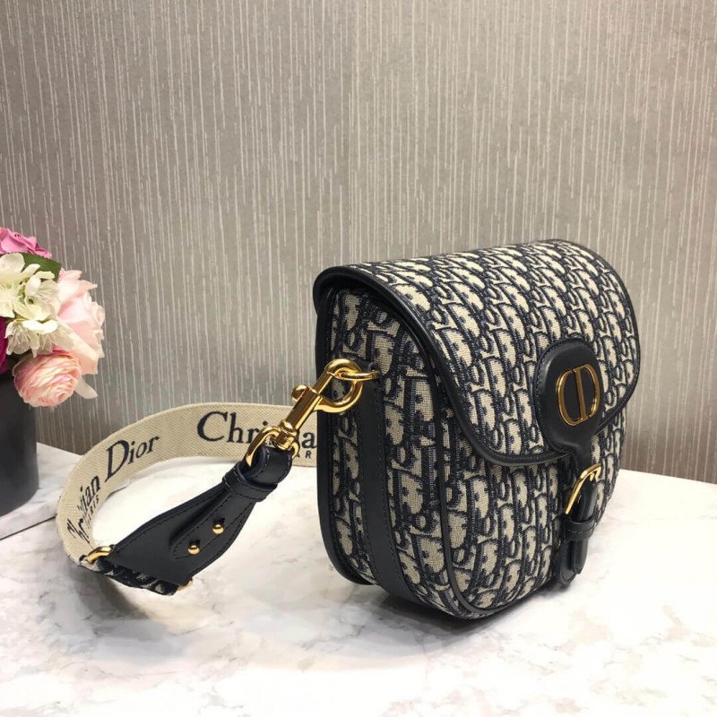 Replica Christian Dior Large Dior Bobby Bag In Blue Dior Oblique Jacquard M9320