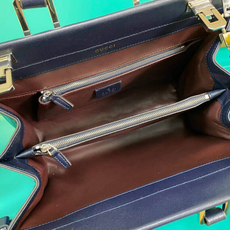 Replica Gucci Zumi Smooth Leather With Stripes Small Top Handle Bag 569712